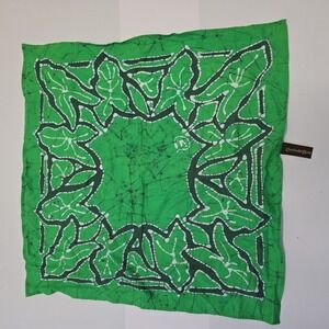 Caribelle Batik Green Leaf Print Cotton Square Scarf Bandana Made in St Lucia